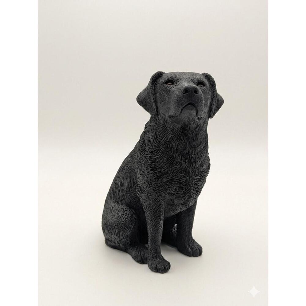Vintage Sandicast Black Labrador Retriever Sitting Dog Figurine Sculpture